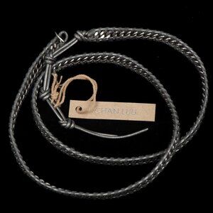 NWT Chan Luu 925 Sterling Silver Button Black Leather Wrap Bracelet